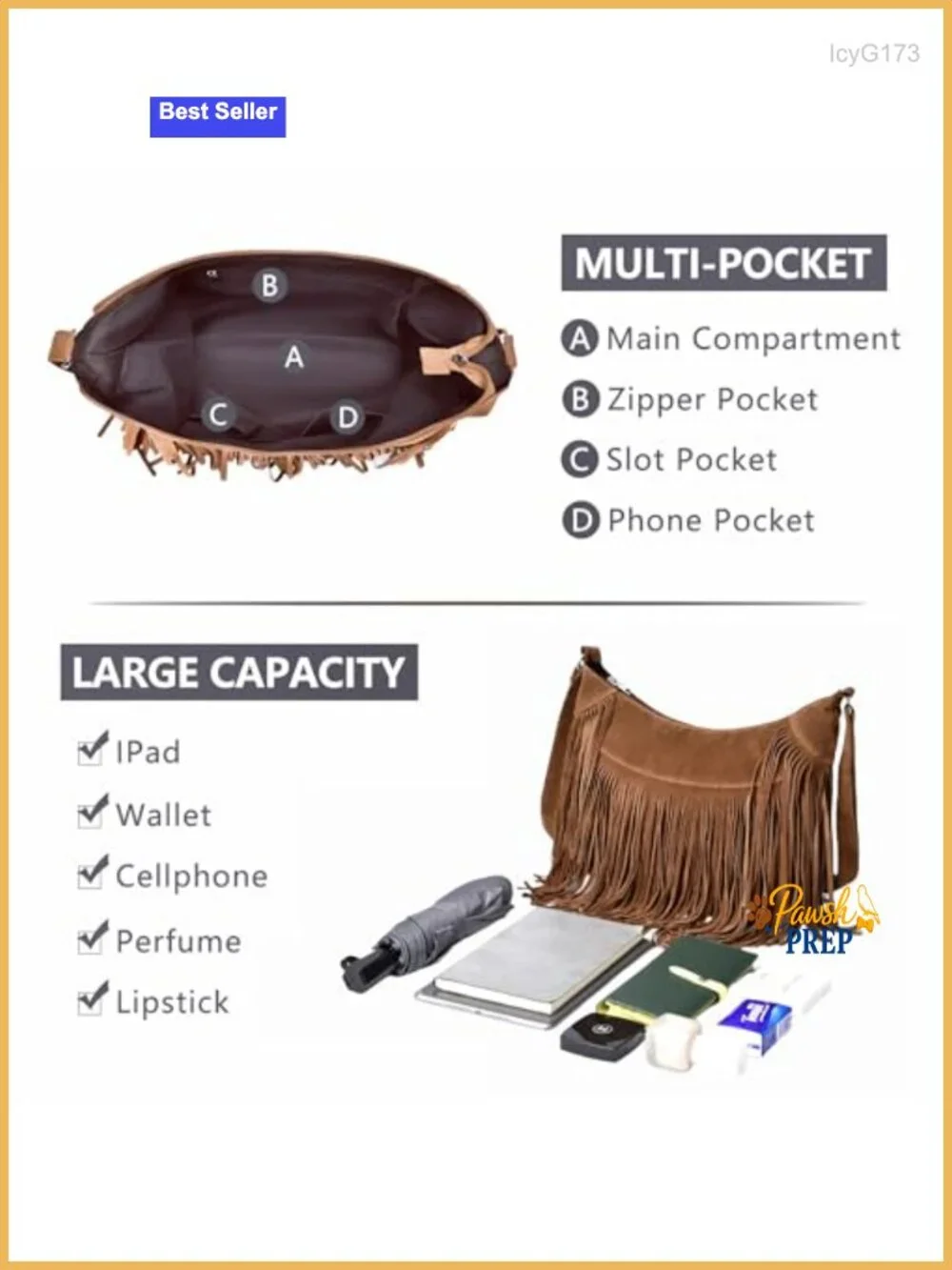 Vegan Suede Fringe Hobo Crossbody Shoulder Purse